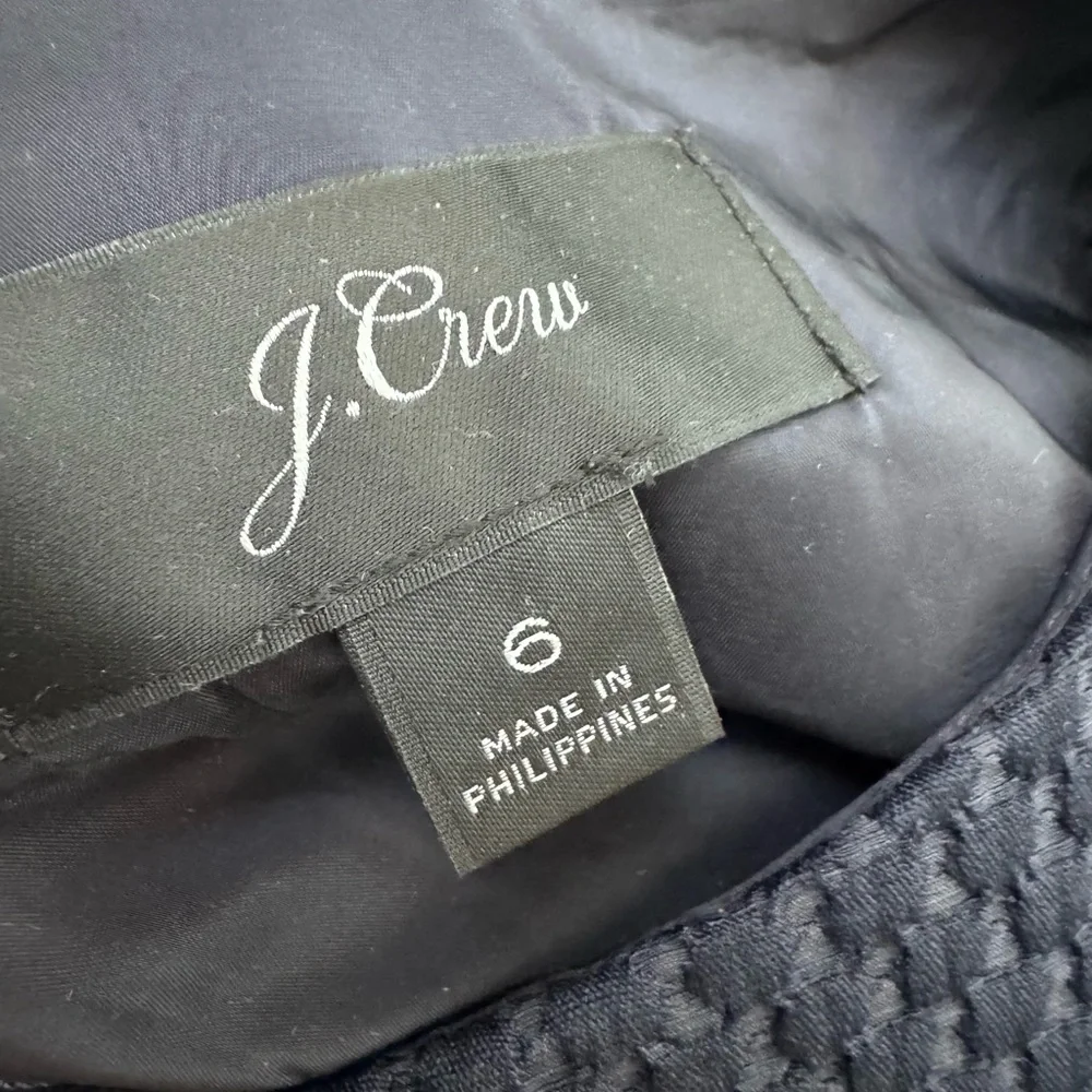 J.Crew Boatneck Sheath Textured Navy Blue Dress 3/4 Sleeve Matelssse 6 - Picture 2 of 9